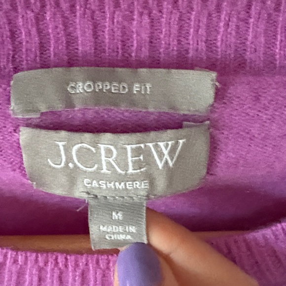 J. Crew Cropped Fit Cashmere Sweater in Dahlia Purple - Picture 7 of 8